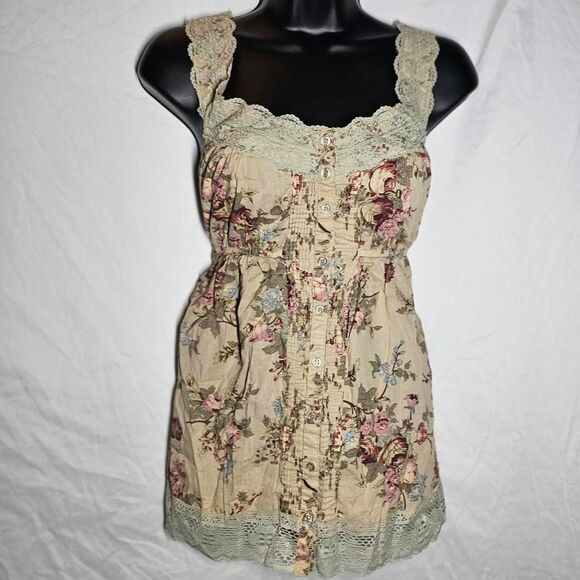 Source Unknown Tops - vintage y2k 2000s floral coquette whimsigoth babydoll top